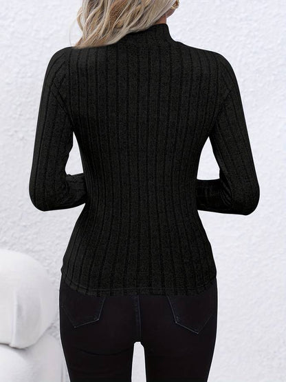 MALLORY | Geribde Longsleeve Winter Top Met Opstaande Hals voor dames