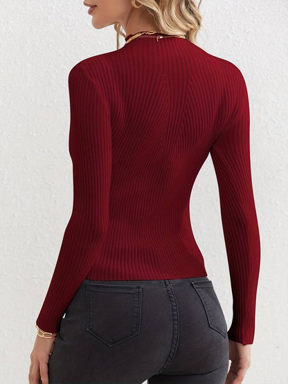 Lux - Ribgebreide Dames Top Met Mockneck voor de herfst