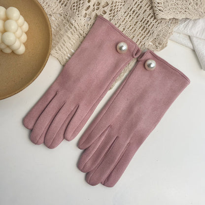 Sadia | Elegante Suède Handschoenen met Parelaccent | Julie Mae