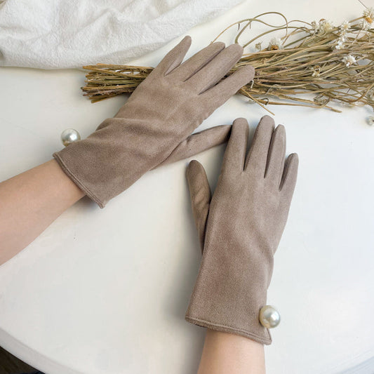 Sadia | Elegante Suède Handschoenen met Parelaccent | Julie Mae