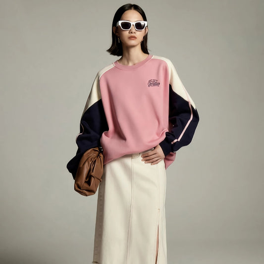 Tiya | Dames Colorblock Trui - Comfortabele College Stijl