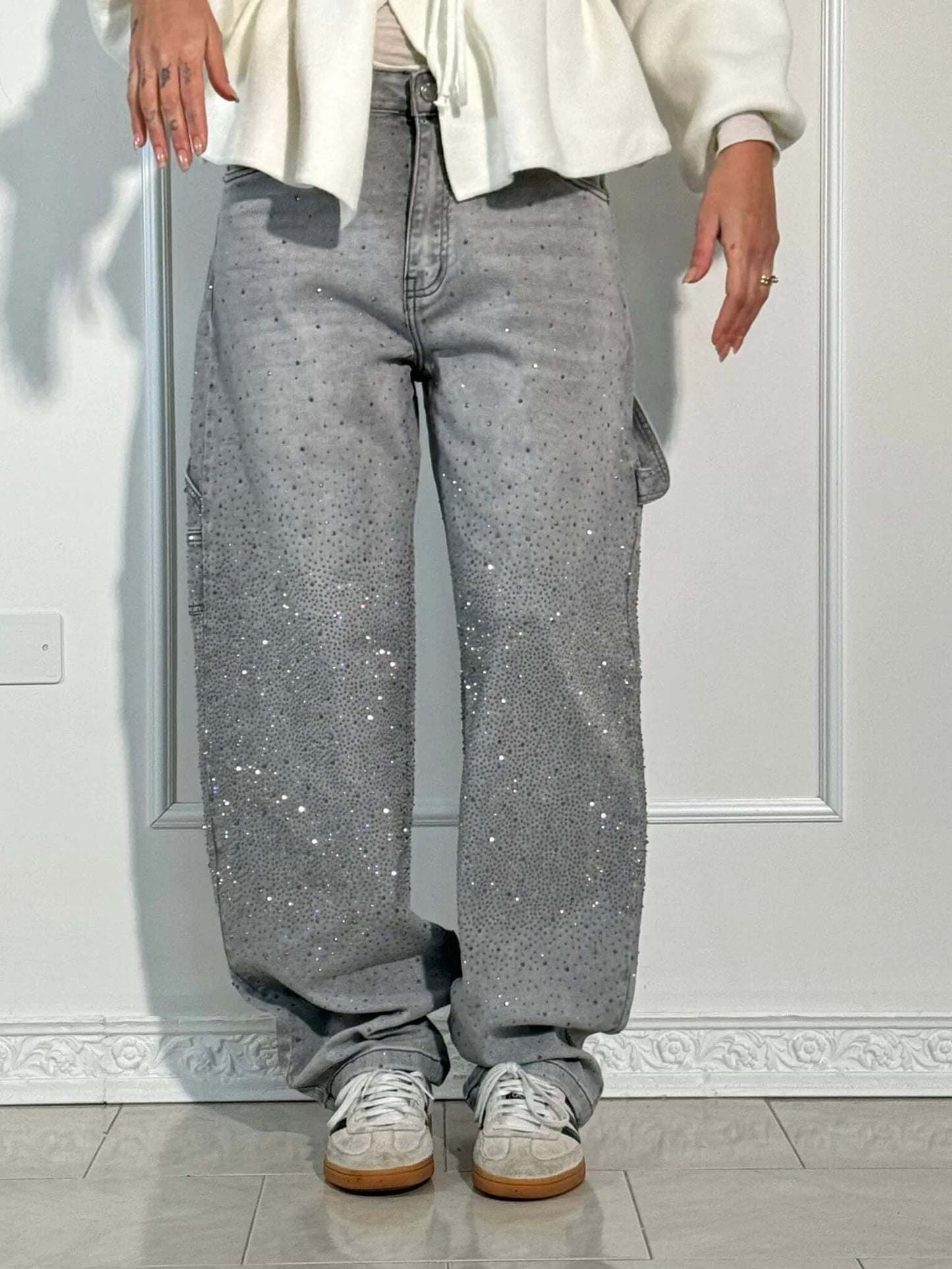 Diede | Balloon Fit Jeans met Sprankelende Details in Denim