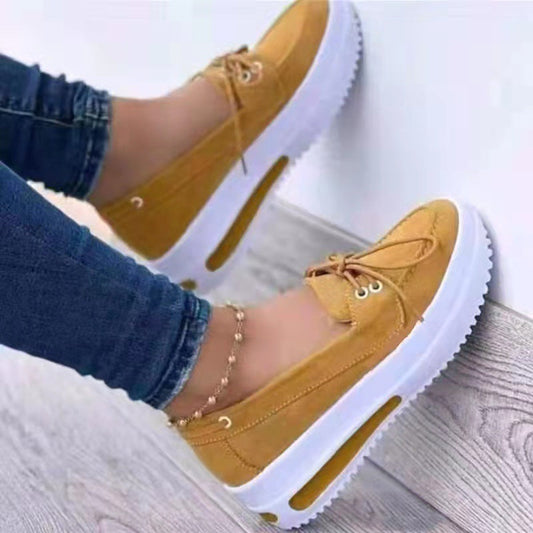 Lia | Dames Platform Loafers Suède Vetersluiting Comfortabel