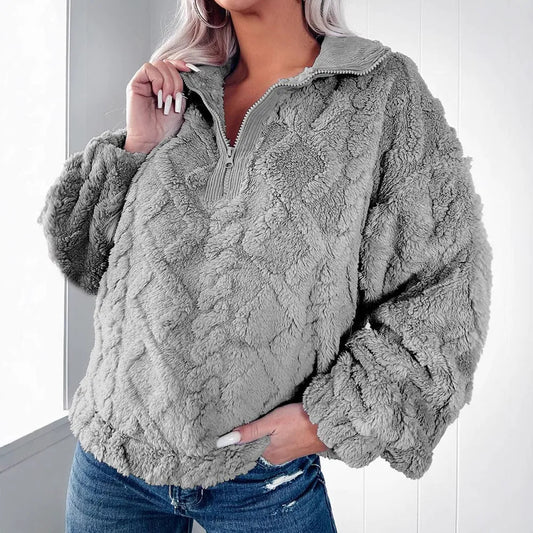 Miller | Dames Trui van Fleece – Gewatteerd – Halve Rits