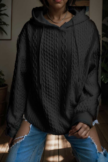 plus size casual hoodie women s plus solid ribbed long sleeve slight stretch hoodie drawstring sweatshirt 127124