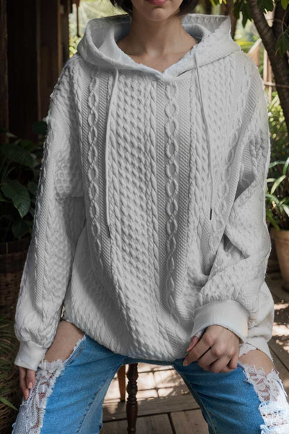 plus size casual hoodie women s plus solid ribbed long sleeve slight stretch hoodie drawstring sweatshirt 127136