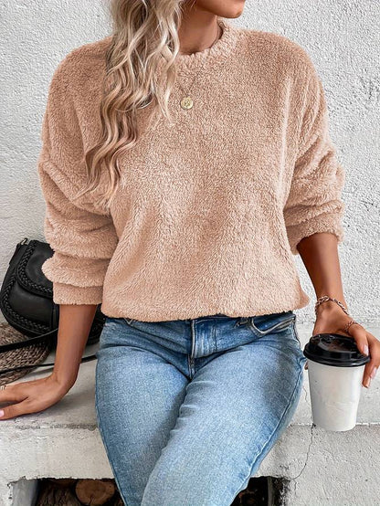 PEGGY | Teddy Fleece Sweater Met Relaxed Fit