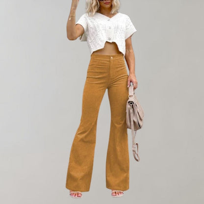 CESARA- Trendy corduroy uitlopende broek voor ieder seizoen