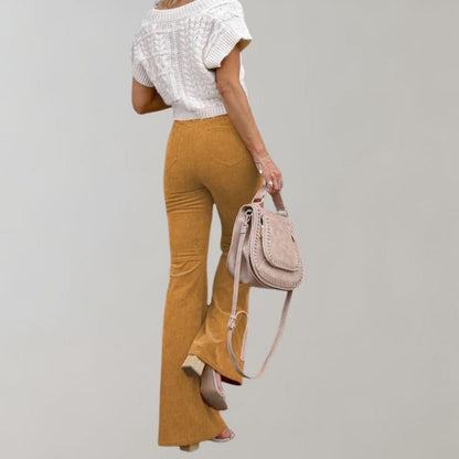 CESARA- Trendy corduroy uitlopende broek voor ieder seizoen