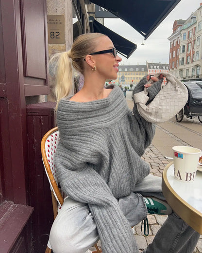 Noami | Grofgebreide Off-Shoulder Winter Trui
