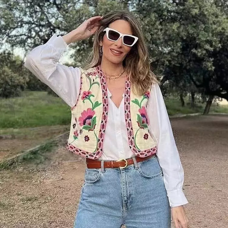 ALIZE | Gilet met Bloemenborduursels