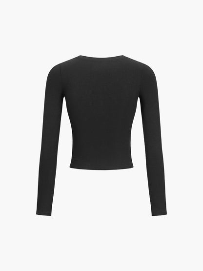 Mabel | Crop Shirt Dames van Ribstof met Lange Mouwen