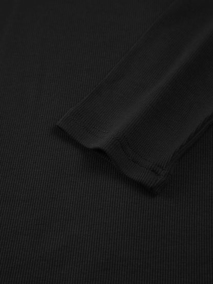 Vera | Stretch Jersey Top met Lange Mouwen Contrast Halslijn