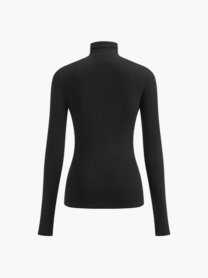 Antonella | Jersey Stretch Herfst Top met Col en Lange Mouwen