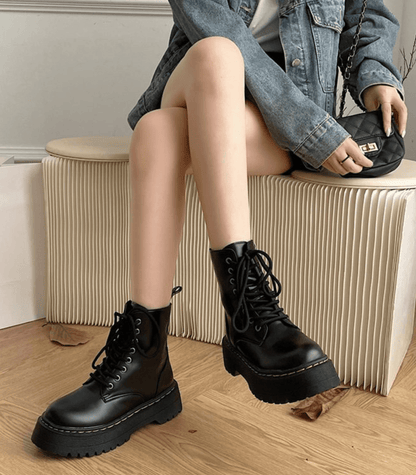 Cadiz - Zwarte Chunky Laarzen voor dames