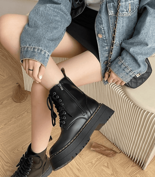 Cadiz - Zwarte Chunky Laarzen voor dames
