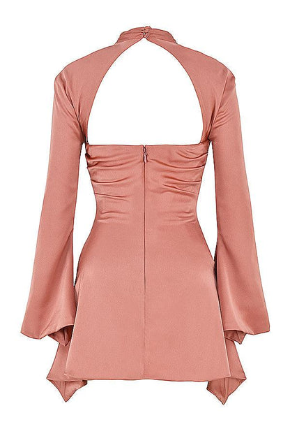 SAO PAULO - Uitgesneden korset feestjurk met lange mouwen