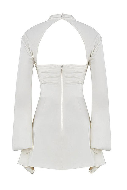 SAO PAULO - Uitgesneden korset feestjurk met lange mouwen