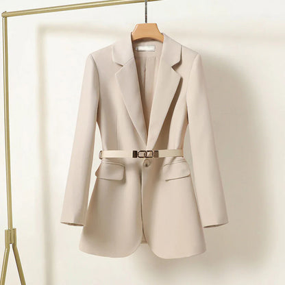Ginny - Elegante lange blazer met riem voor dames