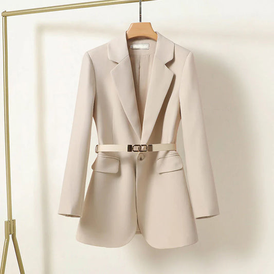 Ginny - Elegante lange blazer met riem voor dames
