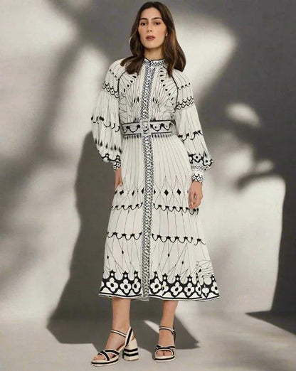 Pisa | Stijlvolle Vlinderprint jurk met taille riem