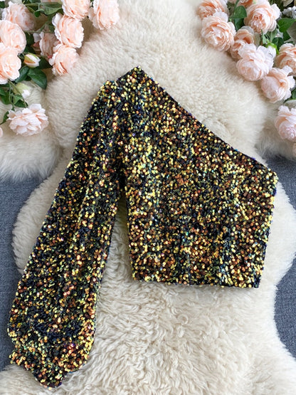 Raelyn - Glitter One Shoulder Top voor dames