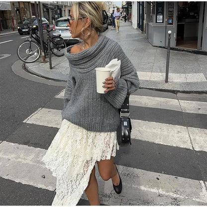 Noami | Grofgebreide Off-Shoulder Winter Trui