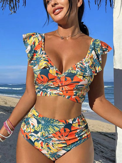 Meilani – Tropische Bikini met Ruffle Schouderbandjes
