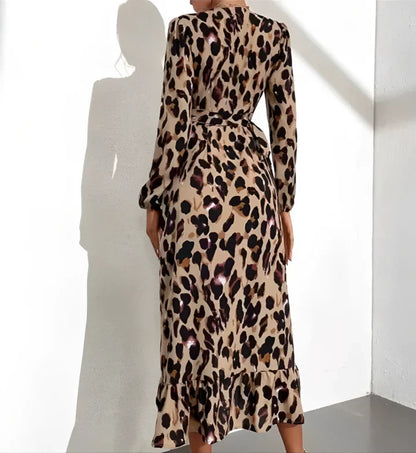 Scarlett | V-hals jurk met luipaardprint voor dames