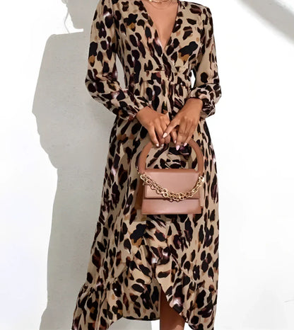 Scarlett | V-hals jurk met luipaardprint voor dames