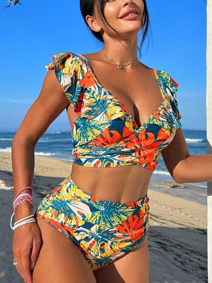 Meilani – Tropische Bikini met Ruffle Schouderbandjes