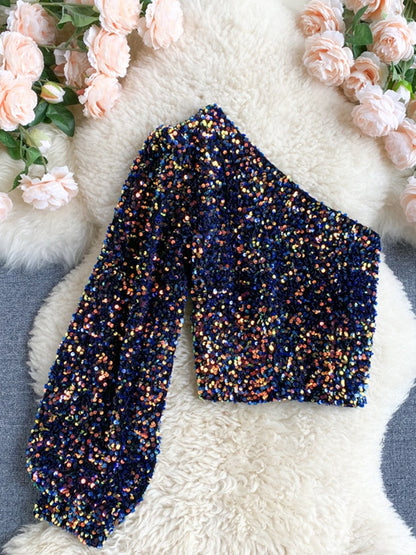 Raelyn - Glitter One Shoulder Top voor dames