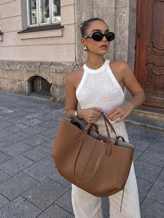 Justine | Luxe Vintage Leren Tote Bag