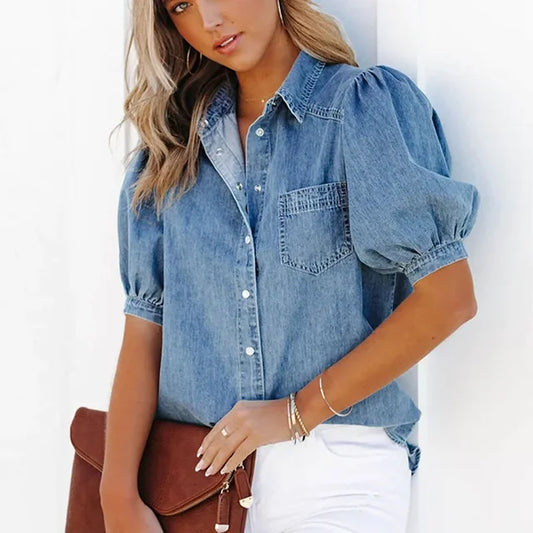 CHELSEA - Wannahave Denim Blouse