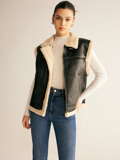 Rebecca | Teddy Gevoerd Vest Dames - Faux Leren & Warm