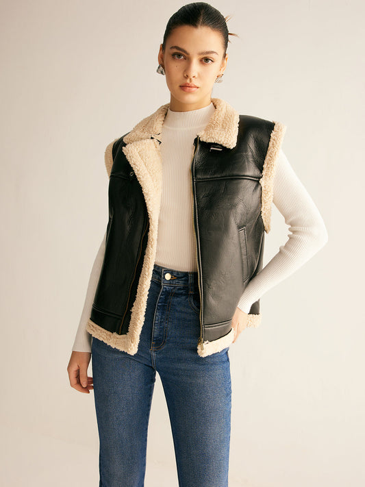 Rebecca | Teddy Gevoerd Vest Dames - Faux Leren & Warm