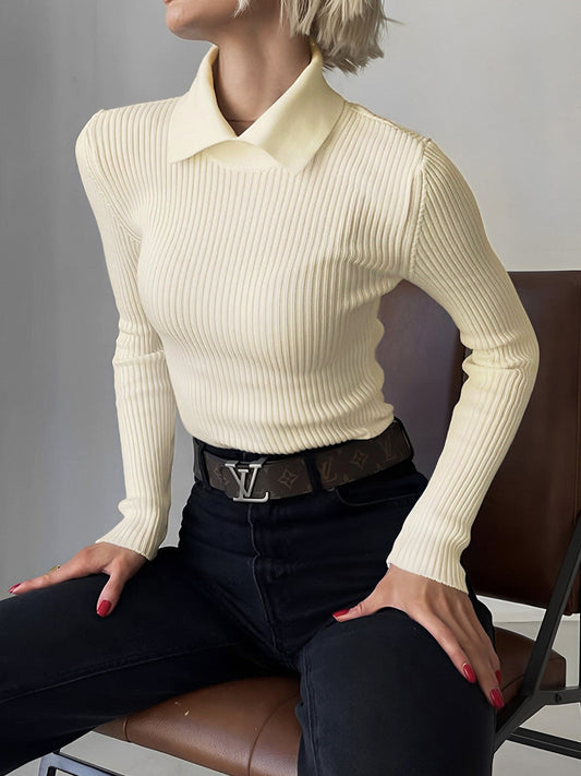 Raya | Polo Top Dames - Gebreid, Lange Mouwen