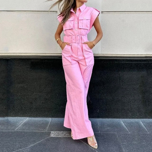 Ailany | Elegante Roze Jumpsuit met Taille-Riem