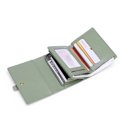 Joyce | Groene Splitleder Portemonnee met Gesp Detail