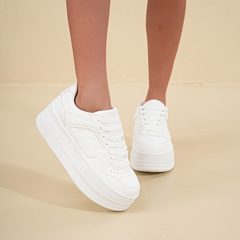 Alghero - Trendy Witte Plateau Sneakers