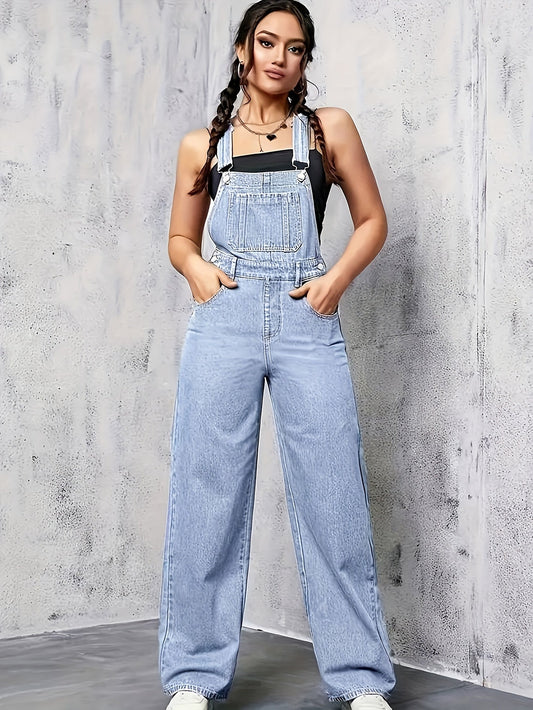 Bordeaux | Denim overall met wijde pijpen voor dames