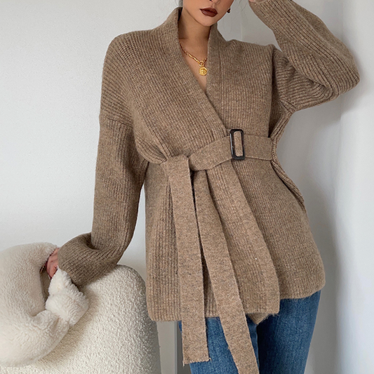 Annemiek | Ribgebreid Vest met Tailleband