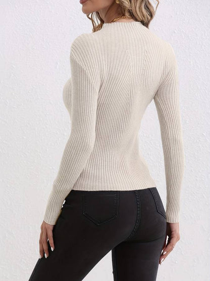 Lux - Ribgebreide Dames Top Met Mockneck voor de herfst