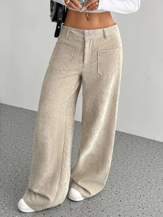 Tiff - Stijlvolle Corduroy Herfst Broek Met Wijde Pijpen