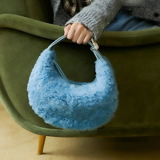 Syl | Half Moon Fluffy Wol Schoudertas