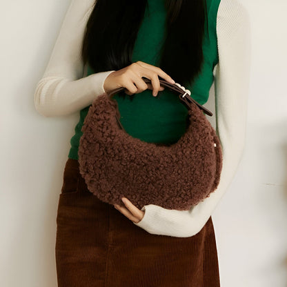 Syl | Half Moon Fluffy Wol Schoudertas