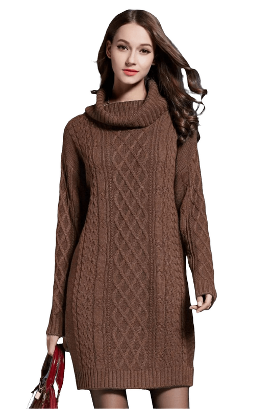 Talia | Gebreide Sweater Jurk | Dames Coltrui Met Turtleneck