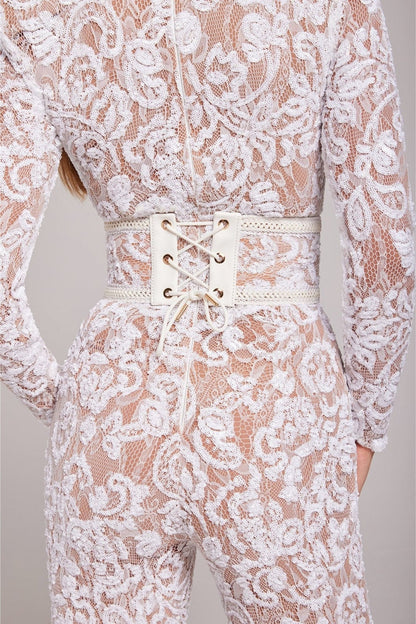 JOY | Elegante Kanten en Pailletten Jumpsuit met Flatterende Pasvorm