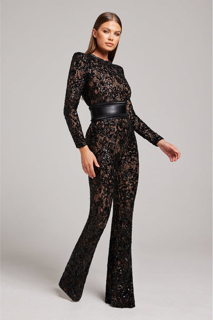 JOY | Elegante Kanten en Pailletten Jumpsuit met Flatterende Pasvorm