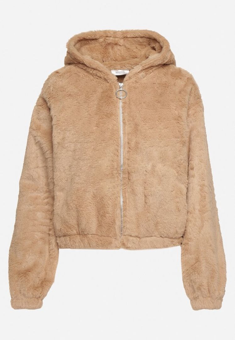 Lyla –  Warm teddy jack met rits en capuchon voor dames